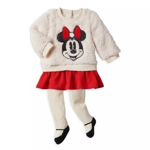 Disney Minnie Mouse Holiday Layered-Look Dress and Tights Set